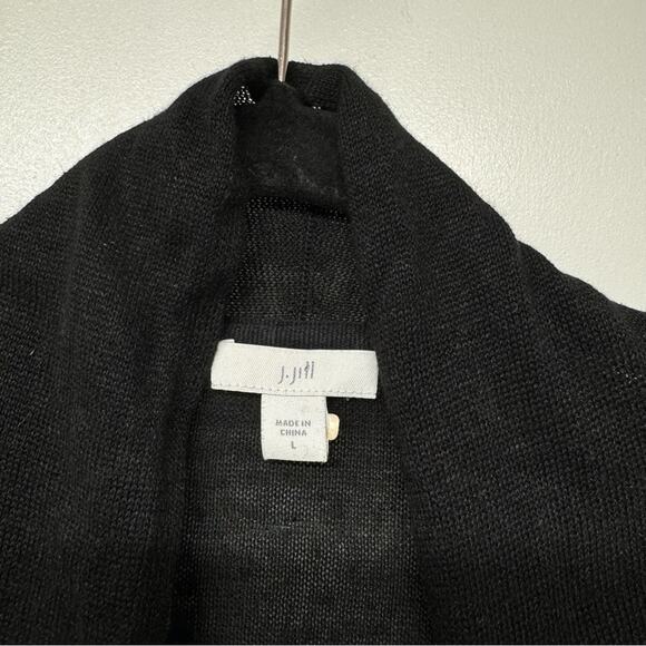 J.Jill Womens Solid Black Open Front Linen Blend Cardigan Sweater Size Large - Picture 3 of 10